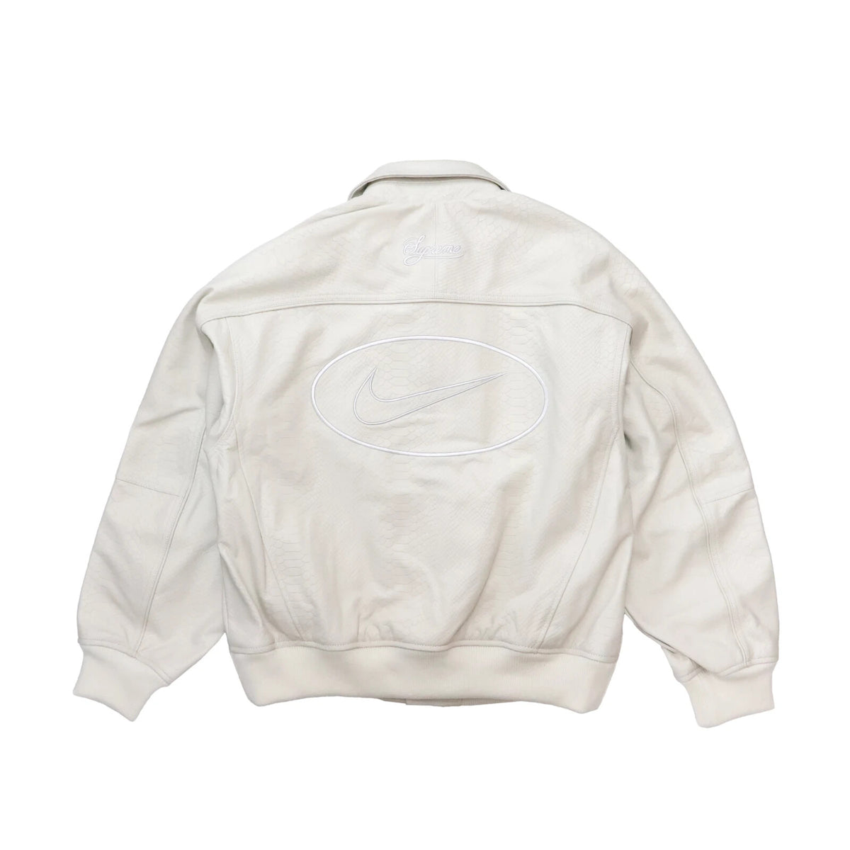 Supreme Nike Leather Varsity Jacket White
