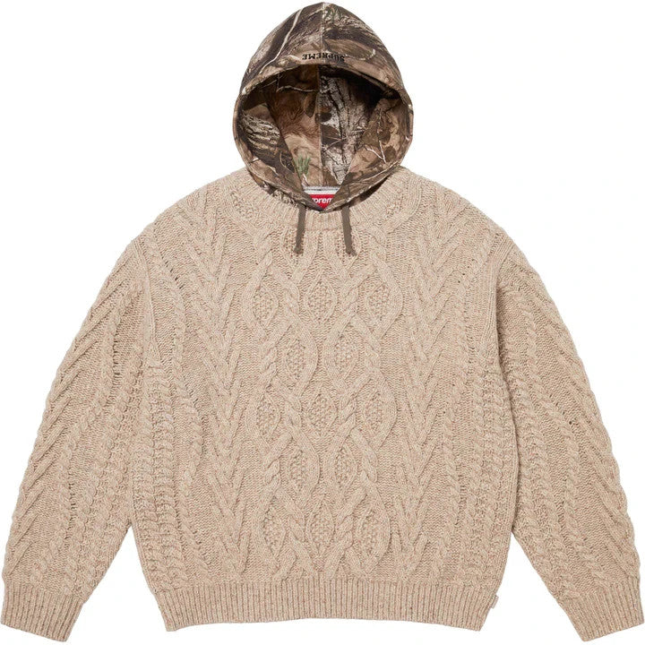 Supreme Cable Hooded Sweater Oatmeal