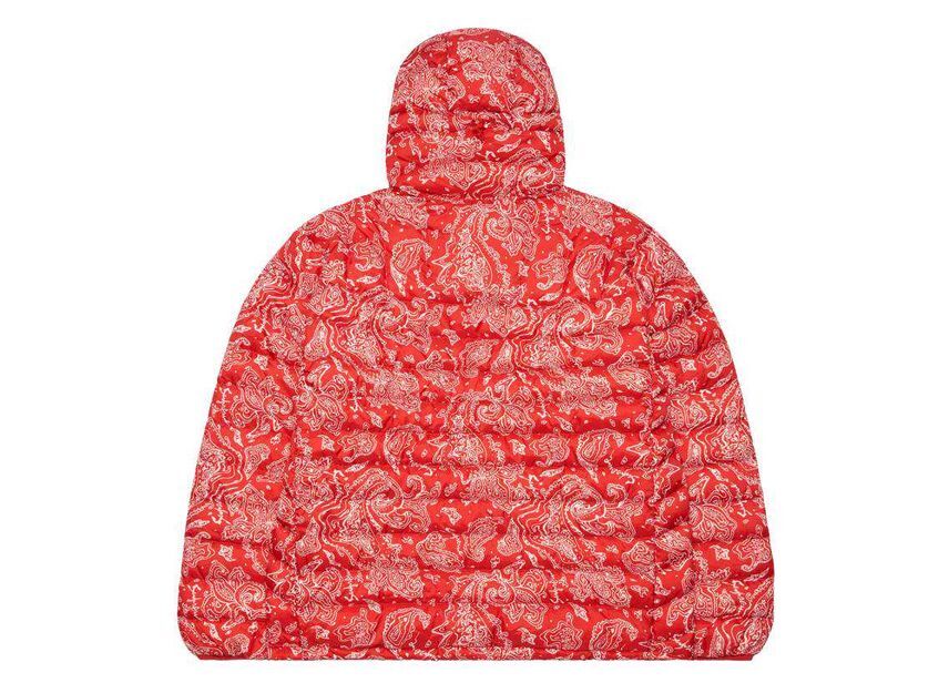 Supreme Micro Down Half Zip Hooded Pullover Red Paisley