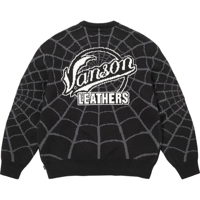 Supreme x Vanson Leathers Spider-Man Sweater Black
