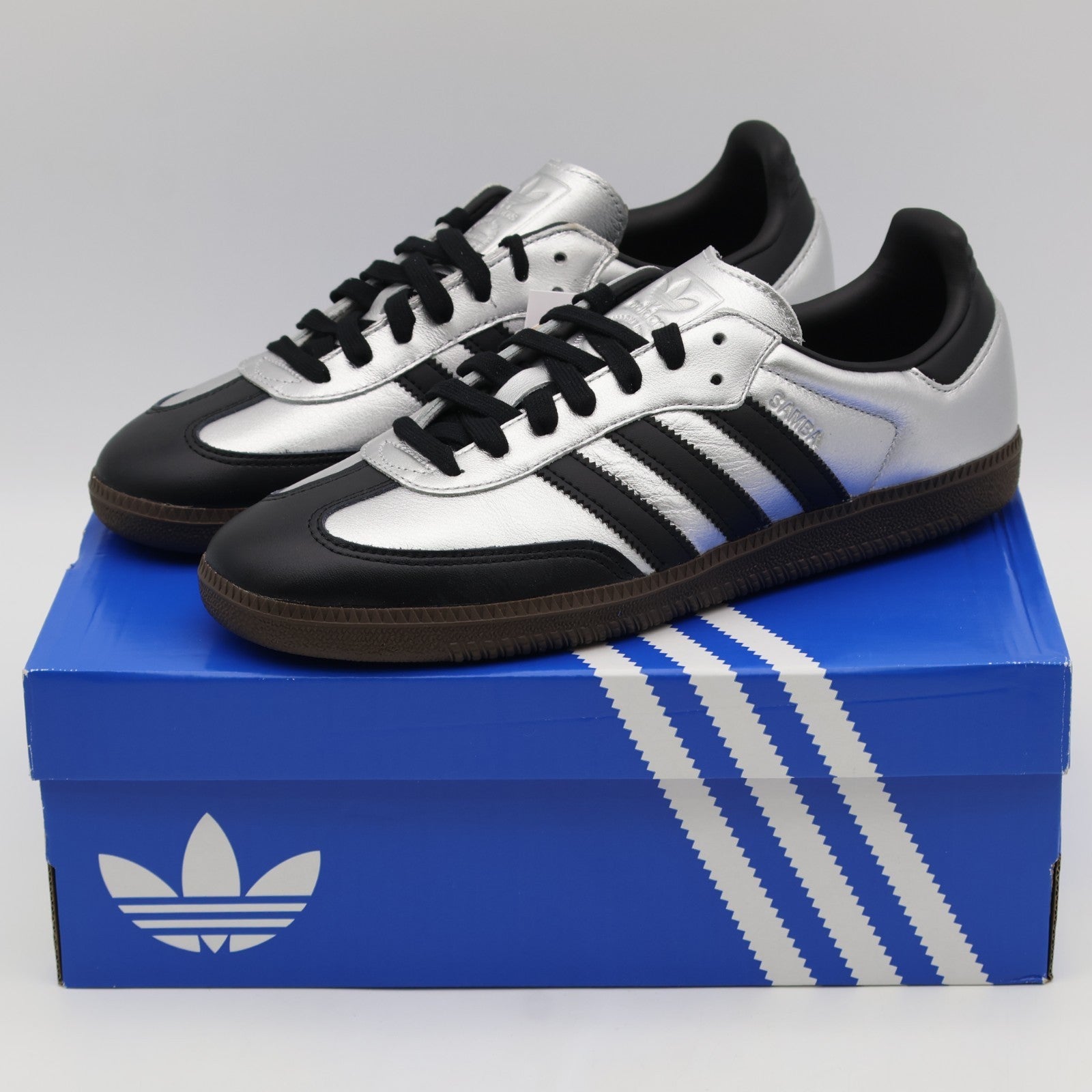 KI8464 adidas Originals Samba OG Silver Metallic Core Black Dark Brown (Men's)