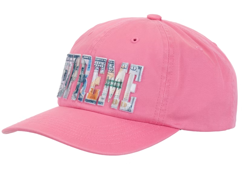 Supreme Embroidered Money Logo 6-Panel Pink