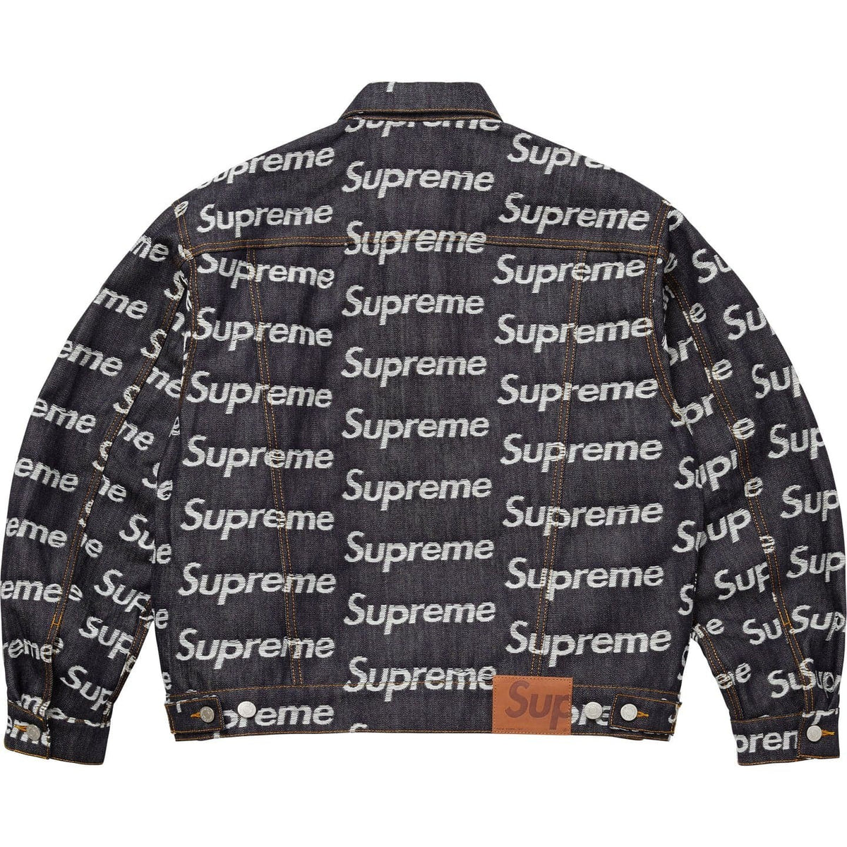 Supreme Jacquard Logos Denim Trucker Jacket Indigo