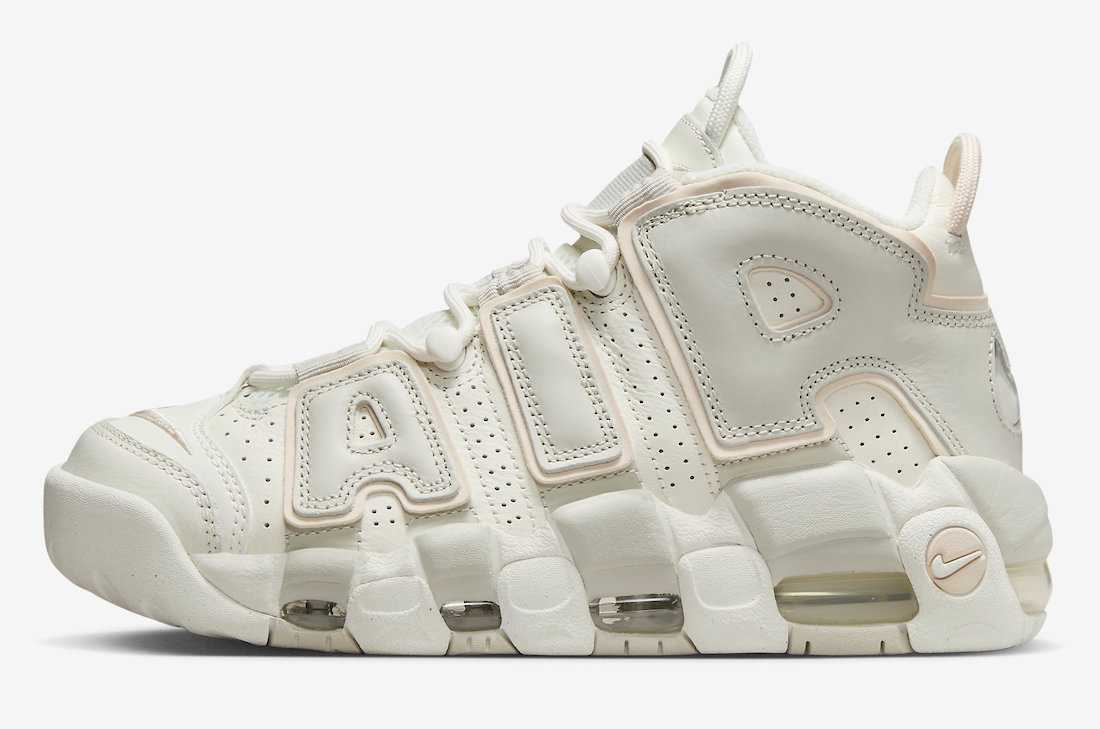 DV1137-101 Nike WMNS Air More Uptempo "Sail and Light Bone"