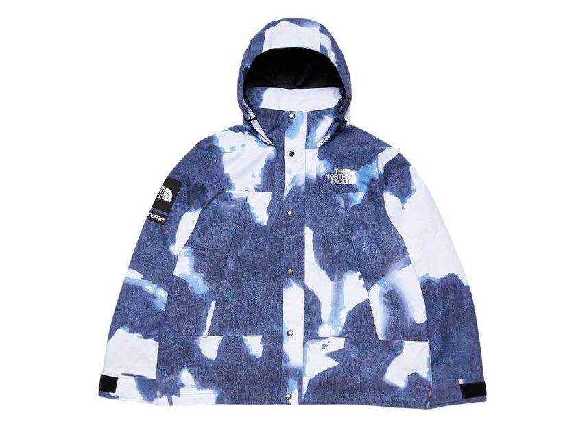 Supreme The North Face Bleached Denim Print Mountain Jacket Indigo