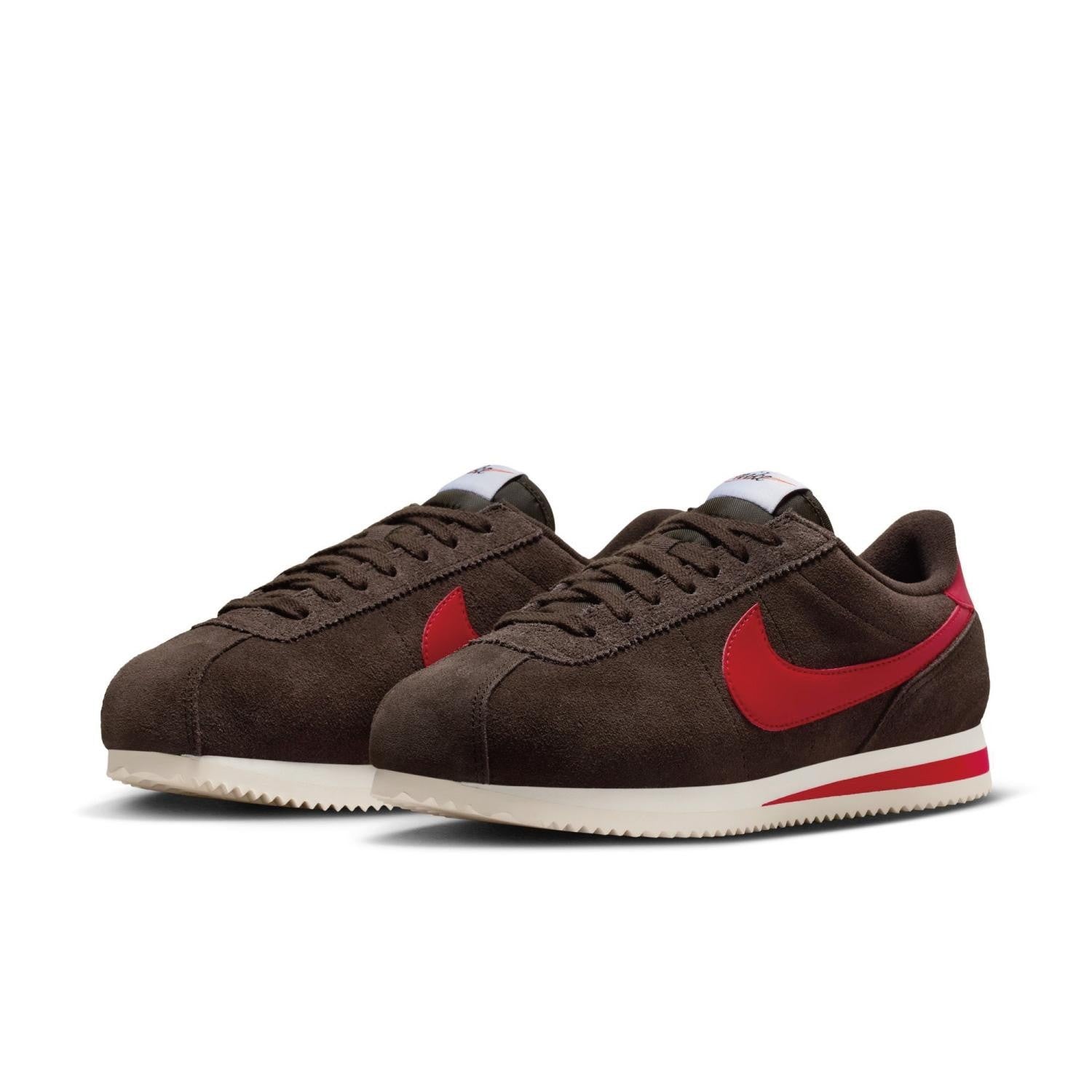 IB1857-200 NIKE CORTEZ VELVET BROWN UNIVERSITY RED-SAIL (Women's)