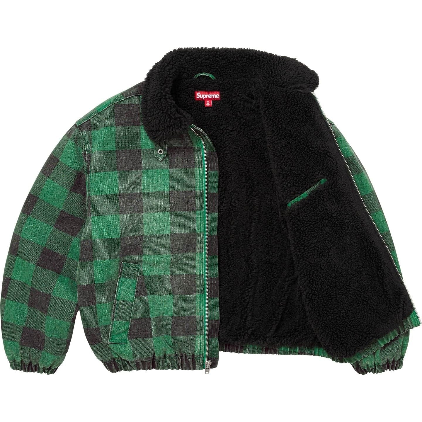 Supreme Faux Shearling Lined Bomber Jacket Plaid