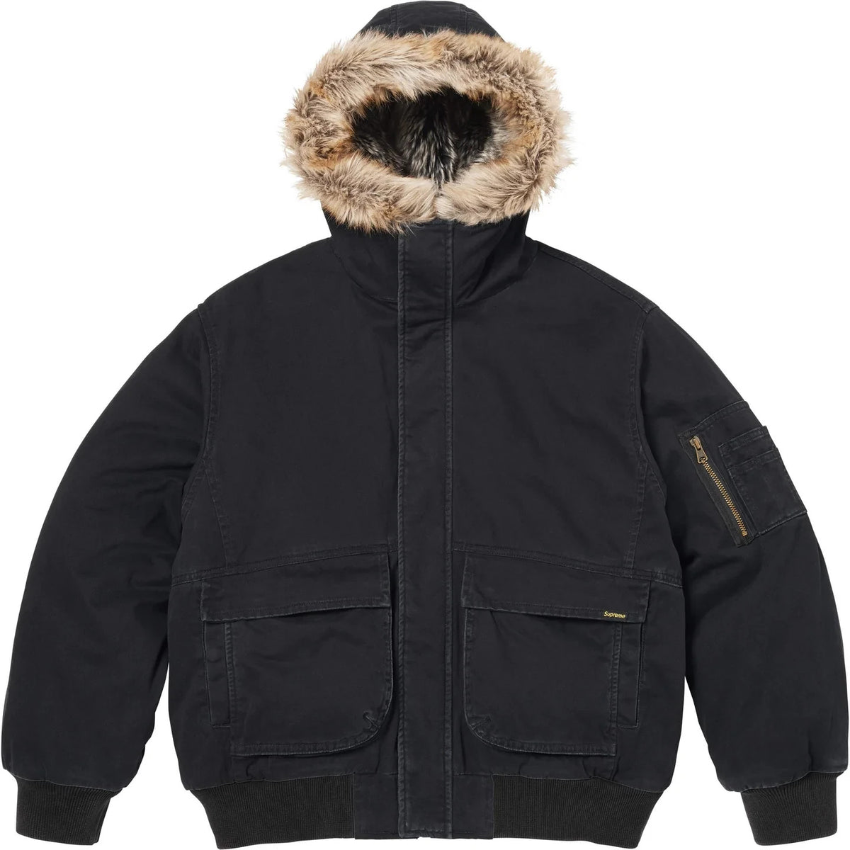 Supreme Reversible Faux Fur Hooded Work Jacket Black