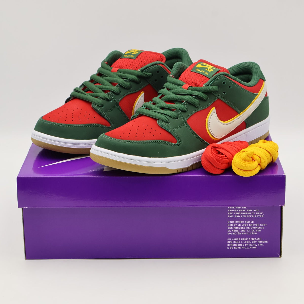 FZ1287-300 Nike SB Dunk Low PRM Seattle Supersonics Fir and Fire Red (Men's)