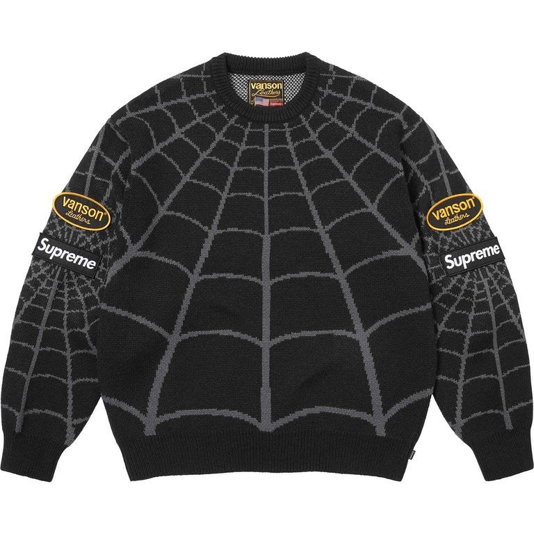 Supreme x Vanson Leathers Spider-Man Sweater Black
