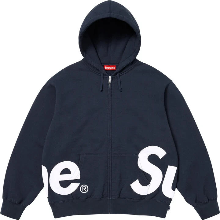 Supreme Big Logo Zip Up Hooded Sweatshirt Navy