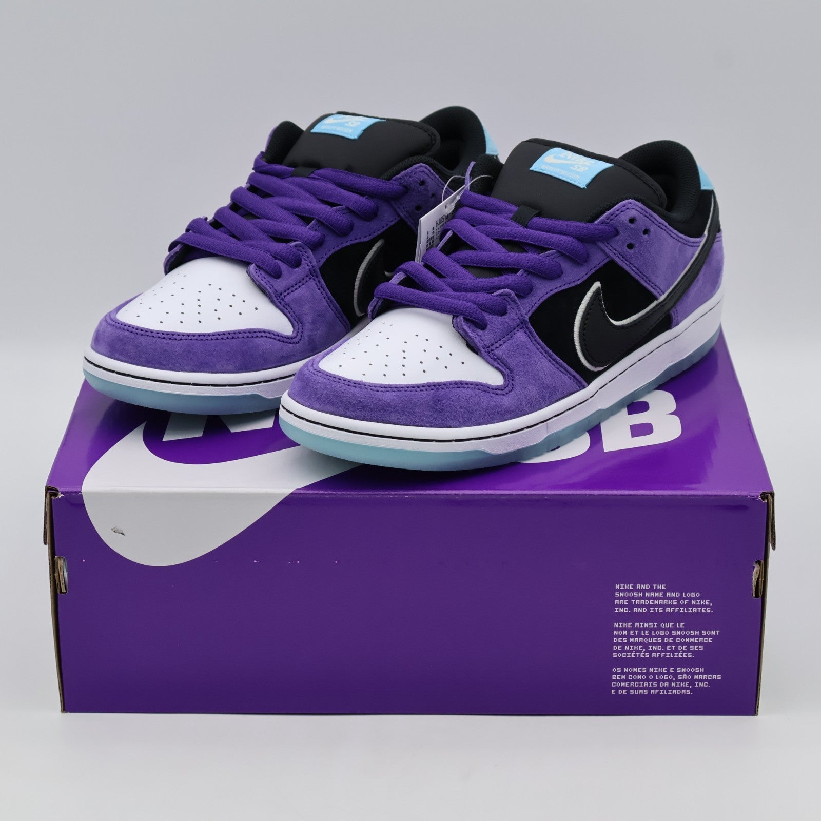 HJ0513-500 Hayley Wilson Nike SB Dunk Low Pro Black and Court Purple (Men's)