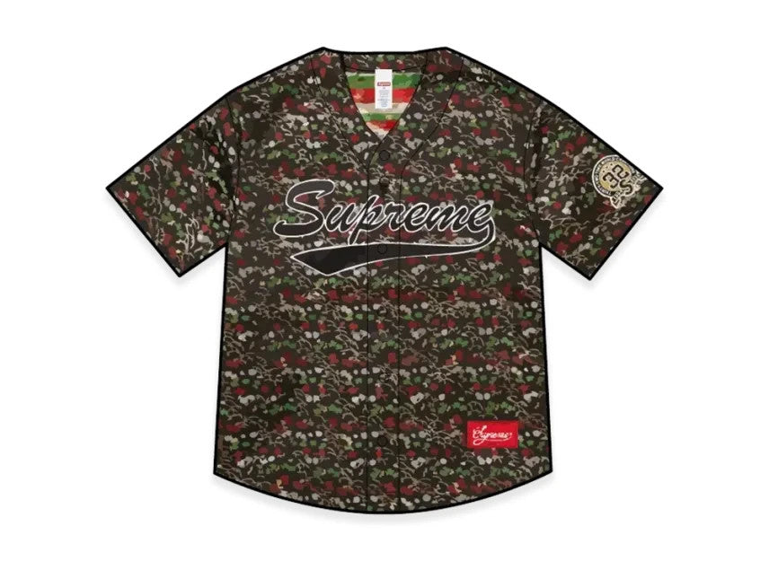Supreme Floral Jacquard Baseball Jersey "Black"