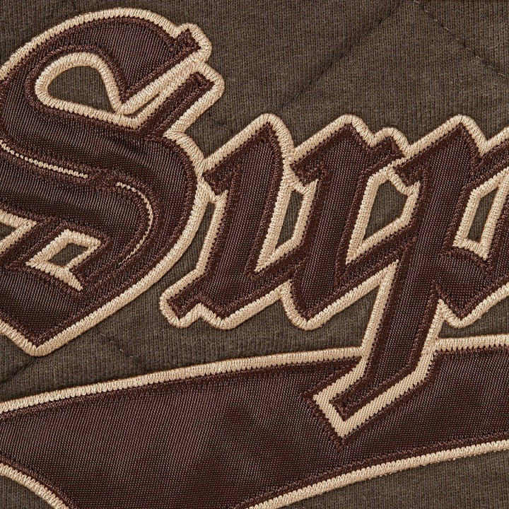 Supreme Quilted Zip Up Hooded Sweatshirt Brown