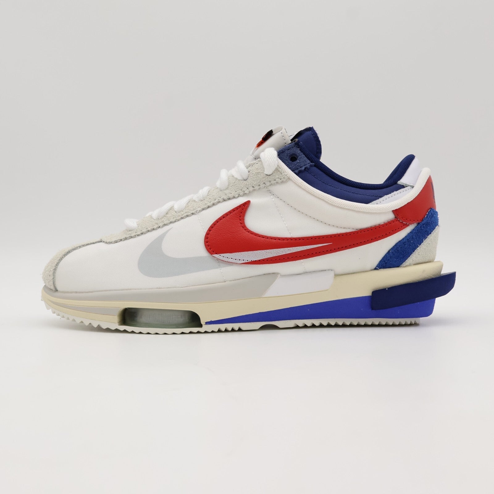 DQ0581-100 sacai Nike Zoom Cortez White University Red Blue Light Cream (Men's)