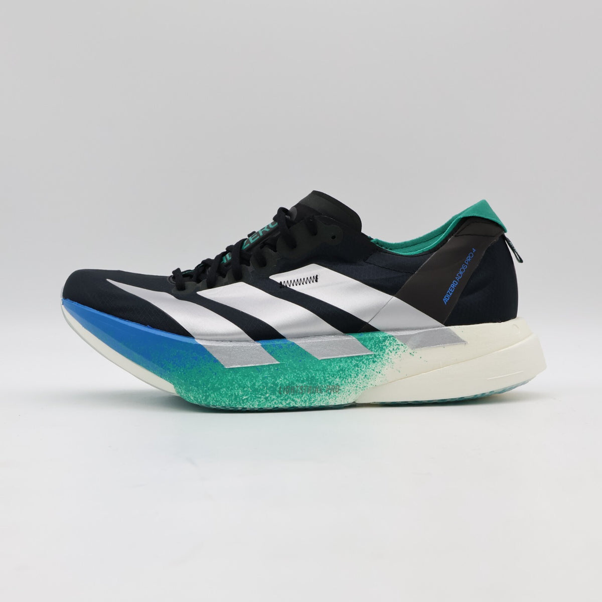 JR6365 adidas Adizero Adios Pro 4 Core Black Matte Silver Glory Green (Men's)