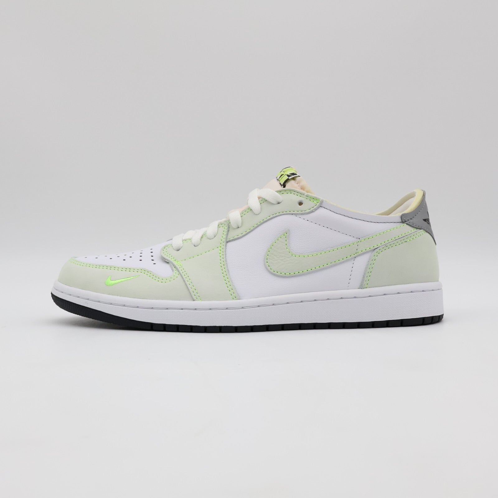 DM7837-103 Nike Air Jordan 1 Retro Low White Ghost Green Black Grey (Men's)