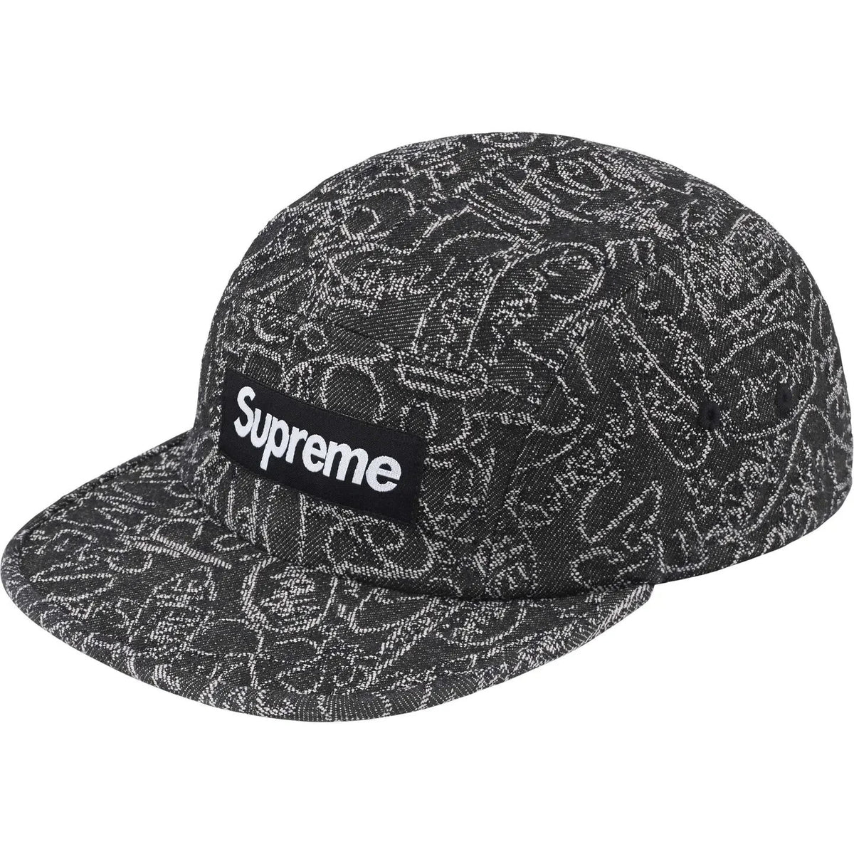Supreme Handwriting Denim Camp Cap Black