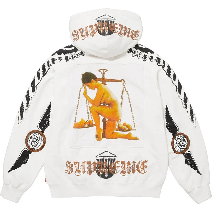 Supreme Wings Zip Up Hooded Sweatshirt White
