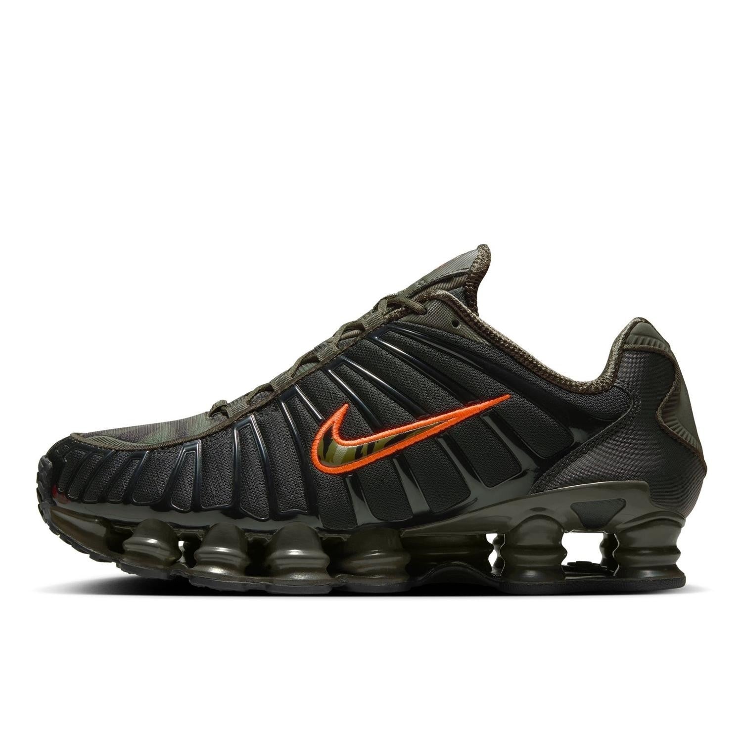 IR0918-001 Nike Shox TL "Black/Cargo Khaki-Sequoia-Newsprint"