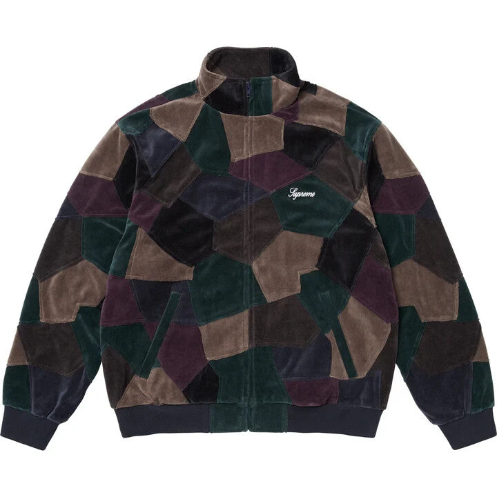 Supreme Patchwork Velour Track Jacket Dark Navy