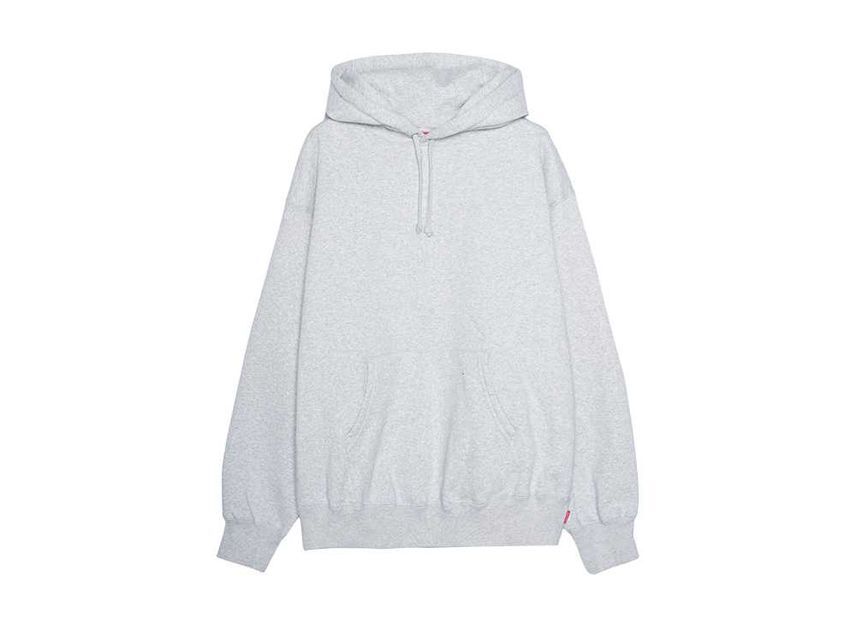 Supreme Satin Applique Hooded Sweatshirt Heather Grey
