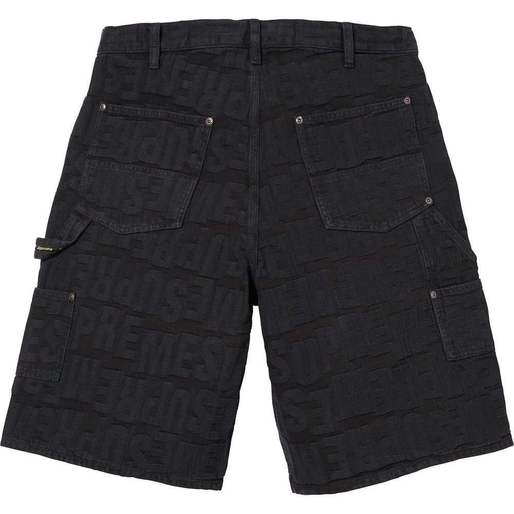 Supreme Repeat Jacquard Double Knee Denim Short Black