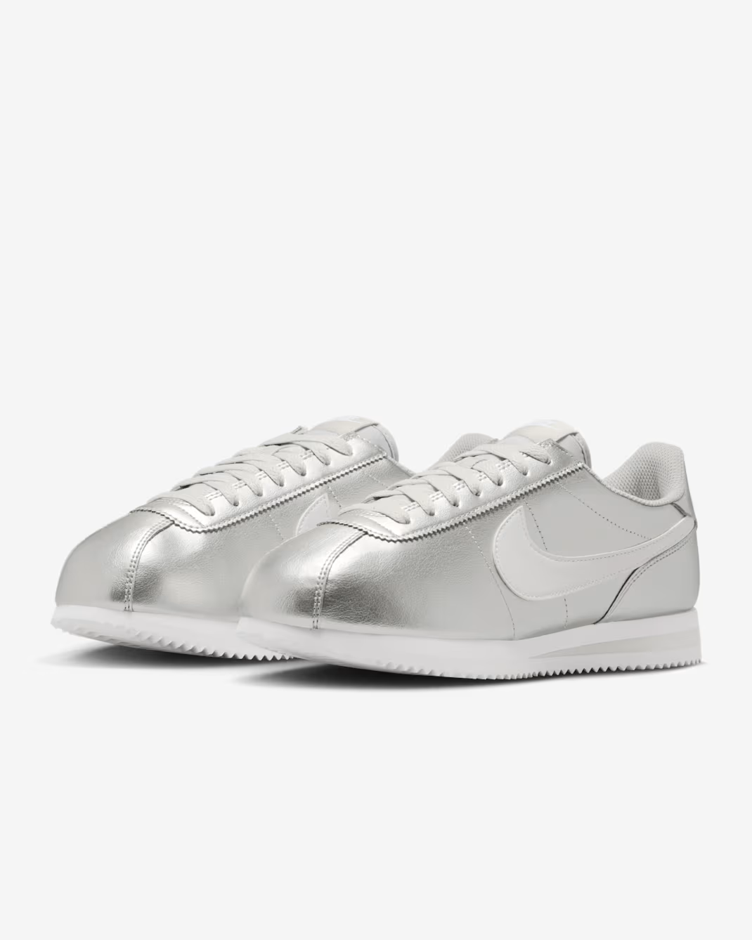 IR0042-001 Nike Cortez Metallic SilverGrey Fog White (Women's)