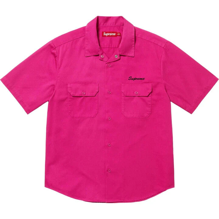 Supreme Rhinestone Pin Up S/S Work Shirt Fuchsia