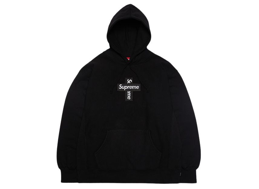 Supreme Cross Box Logo Hooded Sweatshirt Black