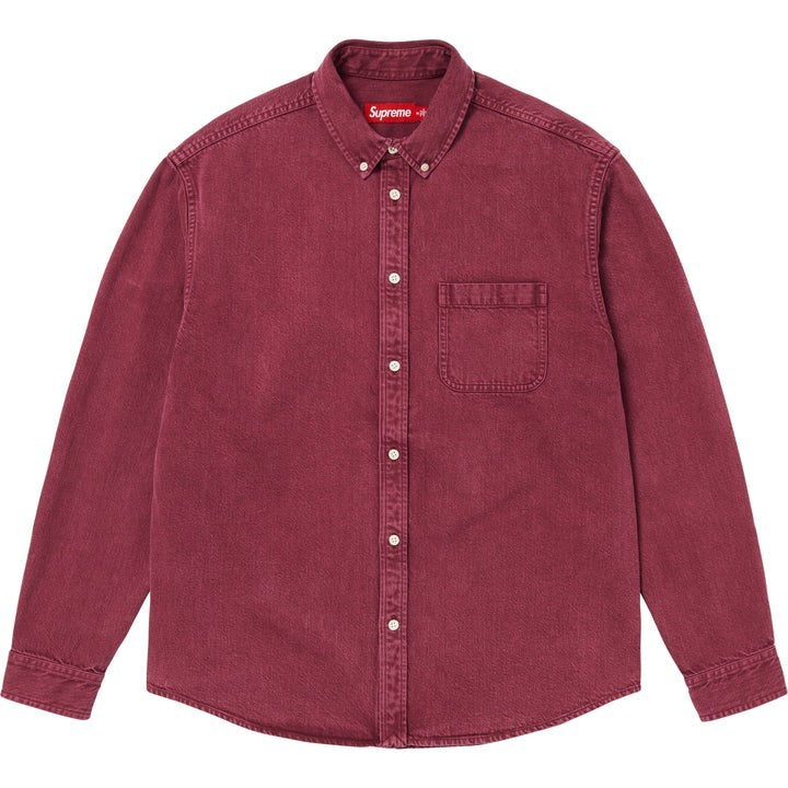 Supreme Applique Denim Shirt Burgundy