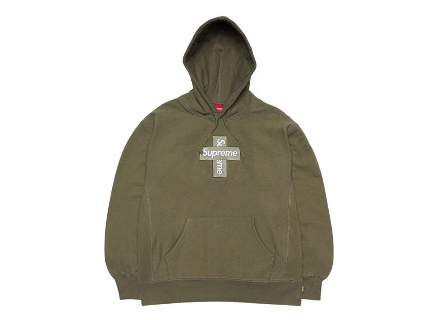 Supreme Cross Box Logo Hooded Sweatshirt Light Olive