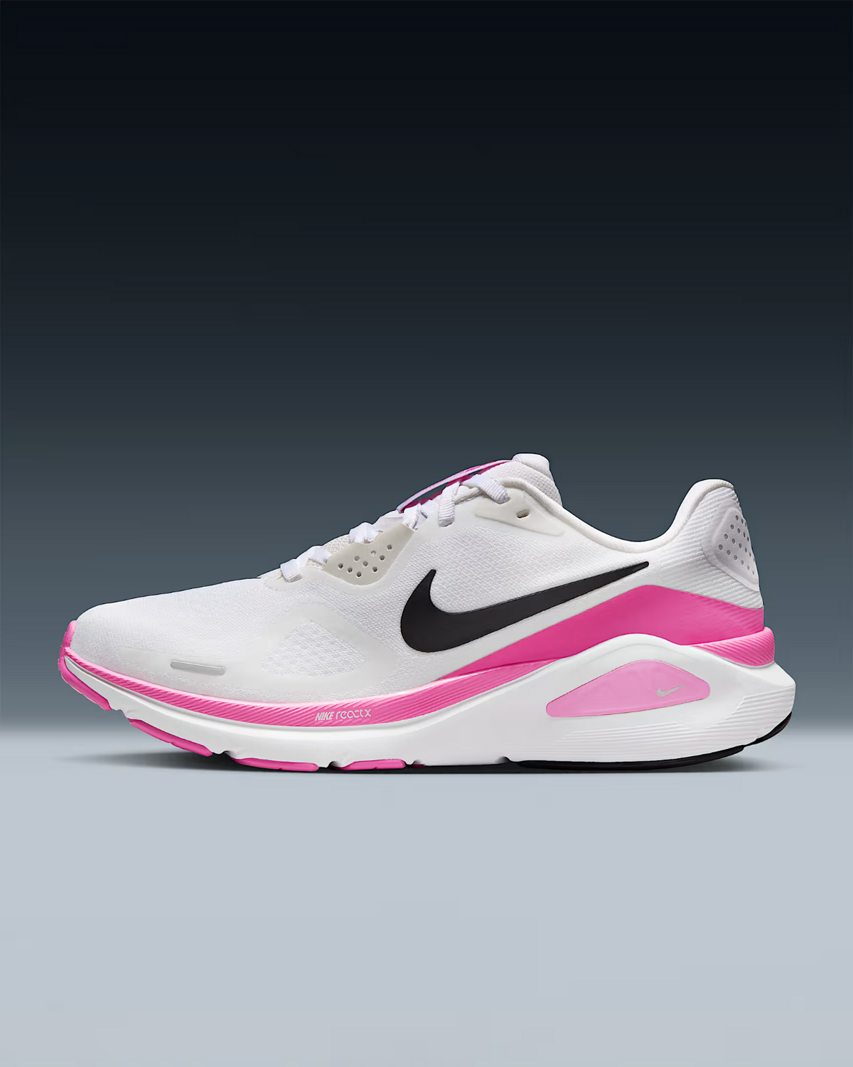 HJ1101-104 Nike Structure 26 White Playful Pink Metallic Silver Black (Women's)