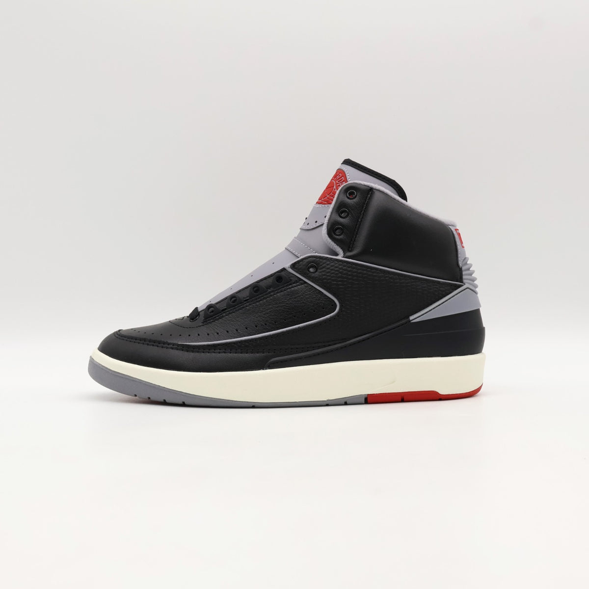 DR8884-001 Nike Air Jordan 2 Retro Black Cement Fire Red Sail Grey (Men's)