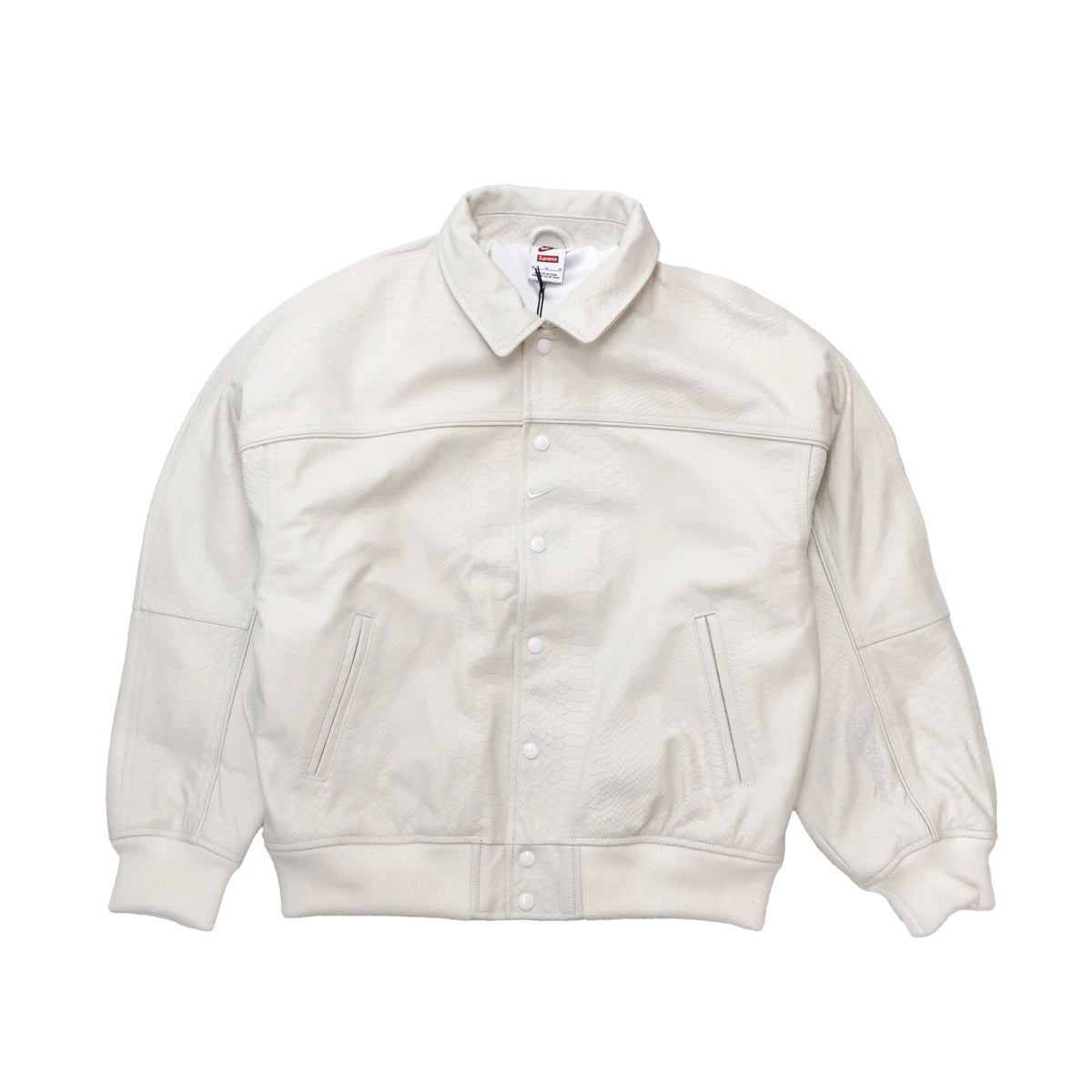 Supreme Nike Leather Varsity Jacket White