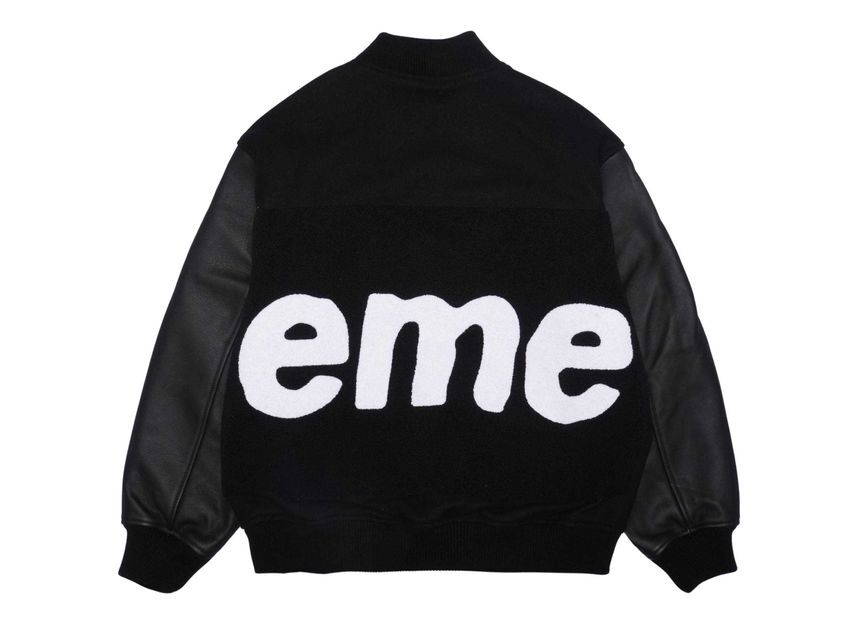 Supreme Big Logo Chenille Varsity Jacket Black