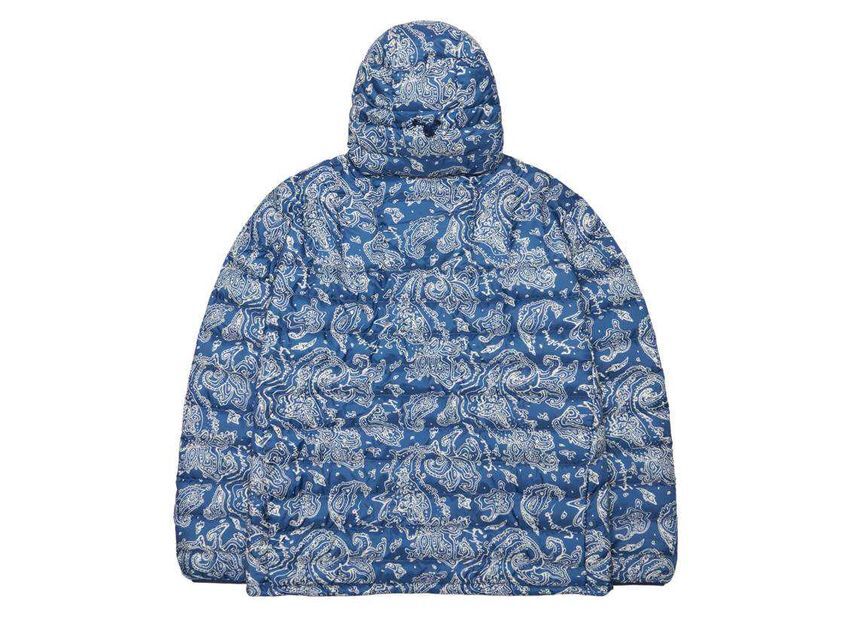 Supreme Micro Down Half Zip Hooded Pullover Blue Paisley