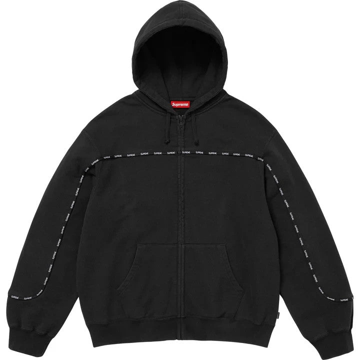 Supreme Piping Zip Up Hooded Sweatshirt Black