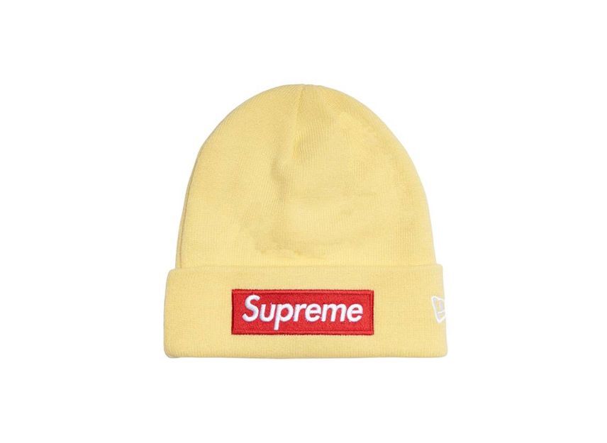 Supreme New Era Box Logo Beanie Pale Yellow