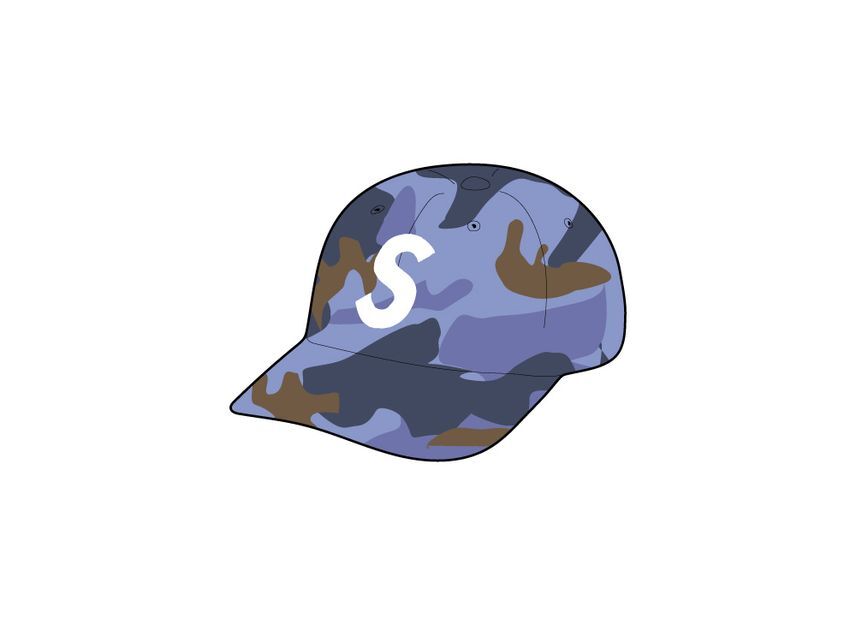 Supreme Pigment Coated S Logo 6-Panel Blue Camo