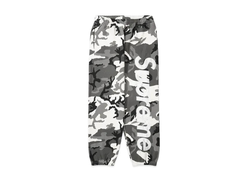 811939 Supreme Satin Applique Sweatpant (26SS) "Snow Camo"