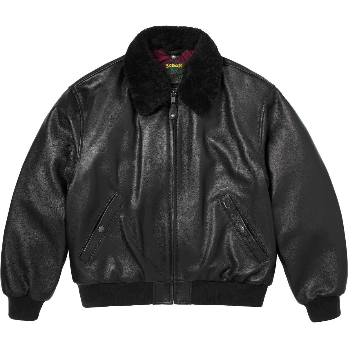 Supreme x Schott Shearling Collar Bomber Jacket Black