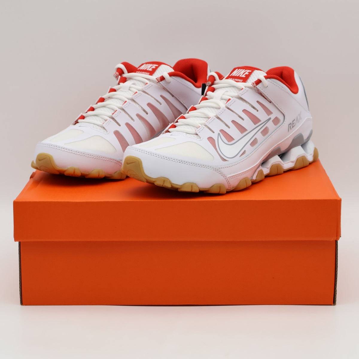 621716-103 Nike Reax 8 TR White Wolf Grey Chile Red White (Men's)