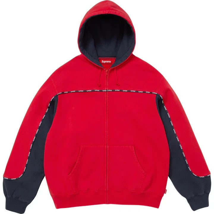 Supreme Piping Zip Up Hooded Sweatshirt Red
