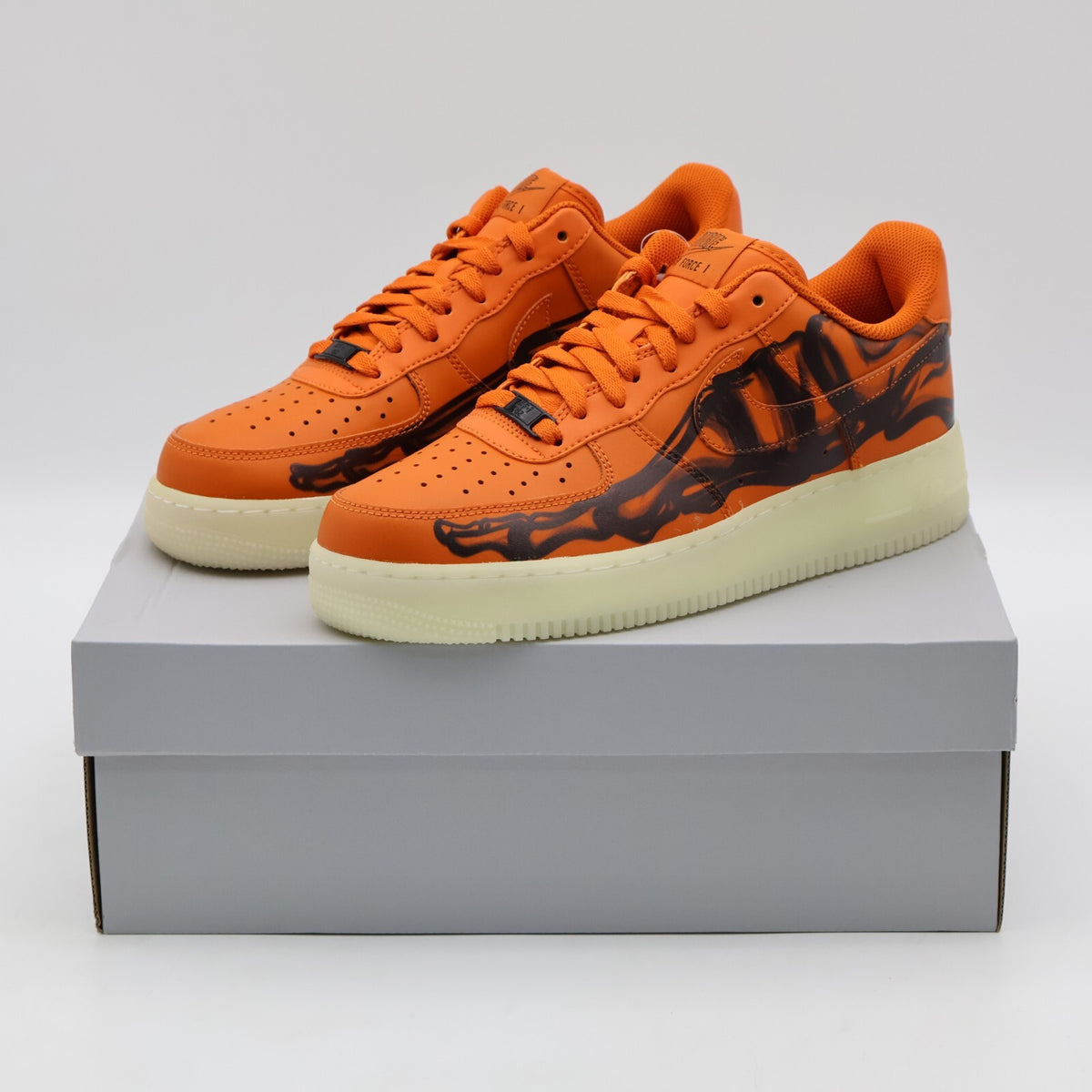 CU8067-800 Nike Air Force 1 Low Orange Skelton Halloween Starfish Black (Men's)