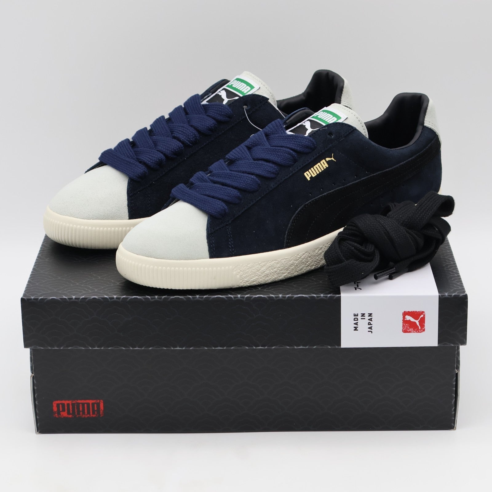 404132-01 Acy Puma Suede VTG MIJ Navy Warm White Black Puma (Men's)