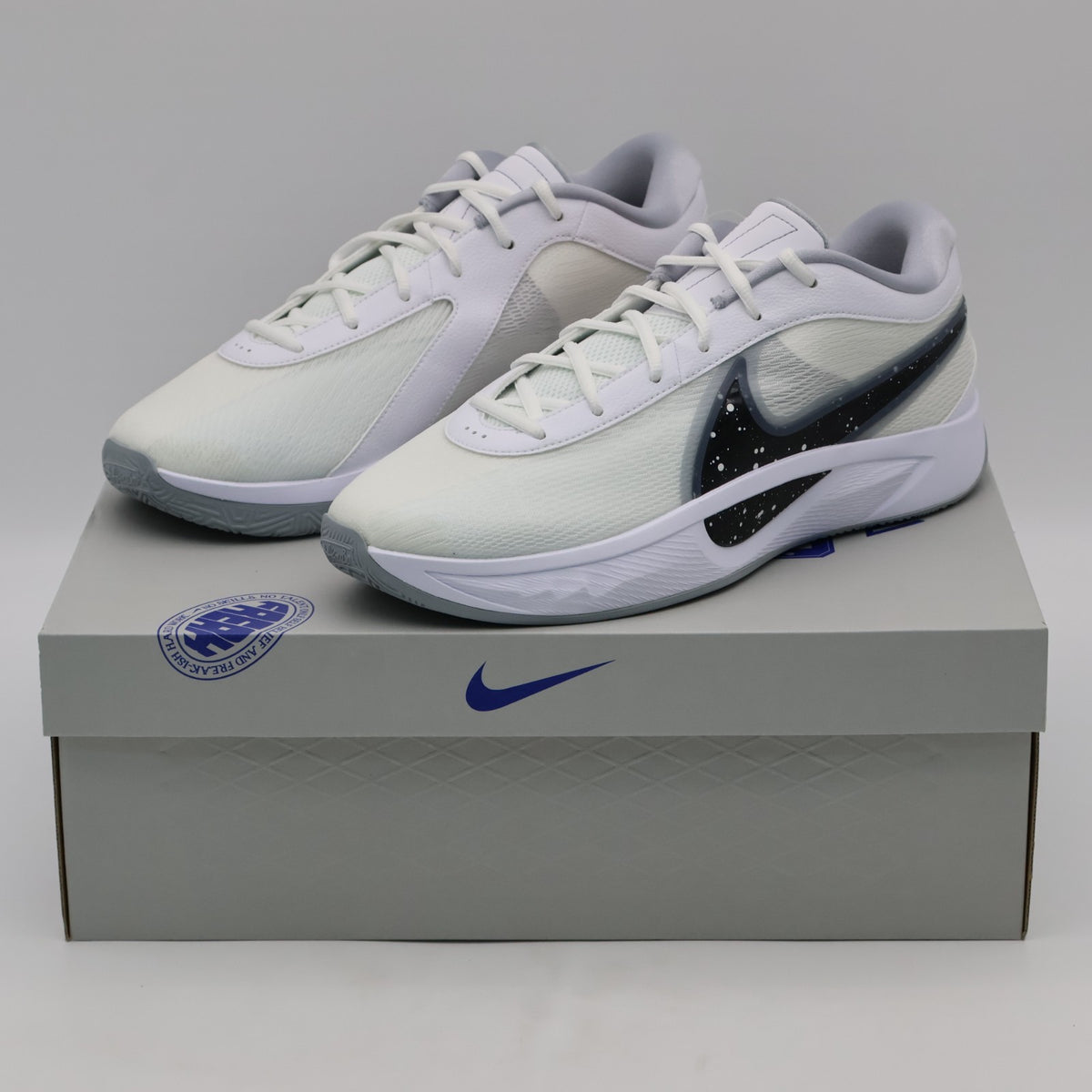 FJ7807-102 Nike Giannis Freak 6 White Black Wolf Grey (Men's)