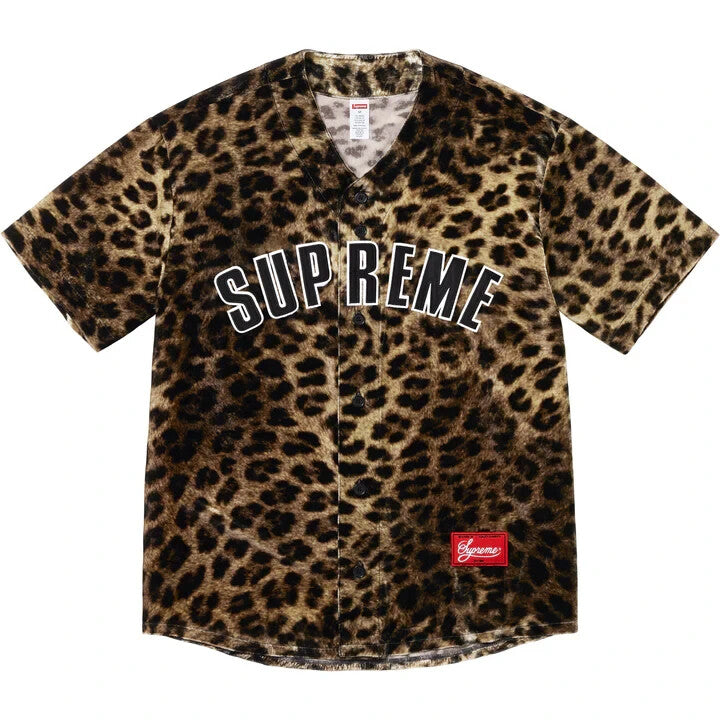Supreme Velvet Baseball Jersey Leopard