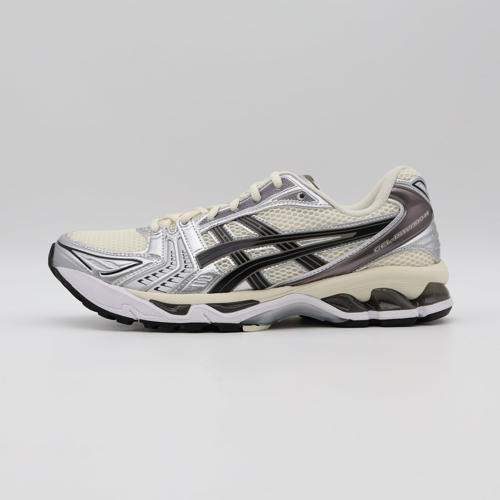 1201A019-108 Asics Gel-Kayano 14 Cream Black Metallic Plum Silver White (Men's)