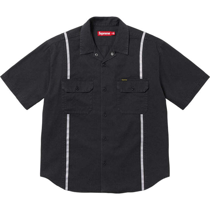 Supreme Reflective Stripe S/S Work Shirt Black